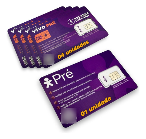 Chip Vivo Kit 5: 1 Chip S/ Recarga+4 C/ Recarga Inclusa