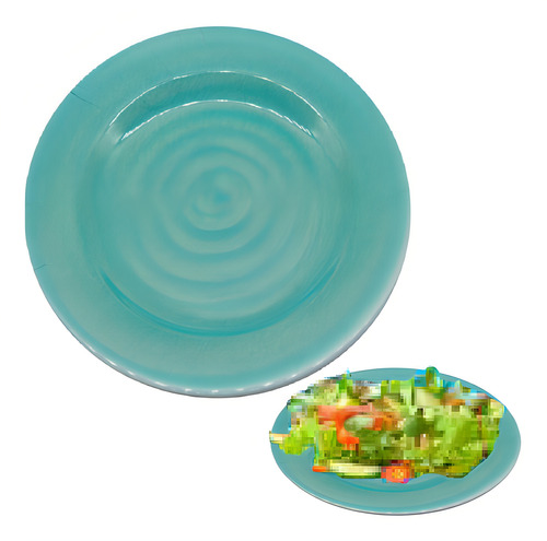 Prato Raso Tomy 23cm Em Melamina Resistente Luxo Cor Verde Azul