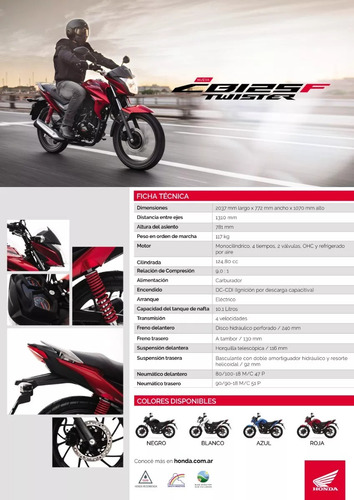 Imagen 10 de 25 de Honda Twister Cb 125 F 2023 - Ahora 12 - Arizona Motos
