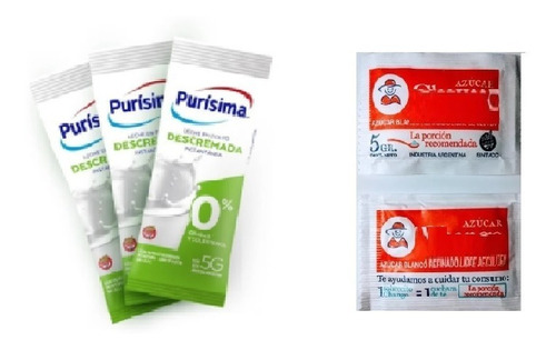Imagen 2 de 2 de Leche En Polvo X200 + Azúcar X200 Sobres Individuales