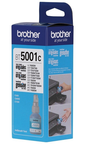 Botella Tinta Brother Original Cian Bt5001c T300 T500w T700w