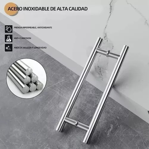Manillon Puerta Acero Inoxidable 60cm Toda Clase De Puerta Plateado