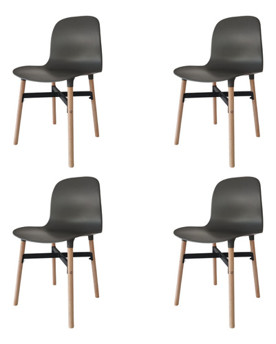 Silla Comedor Flia Hdc Group Turín Pack De 4 Sillas Gris Oscuro