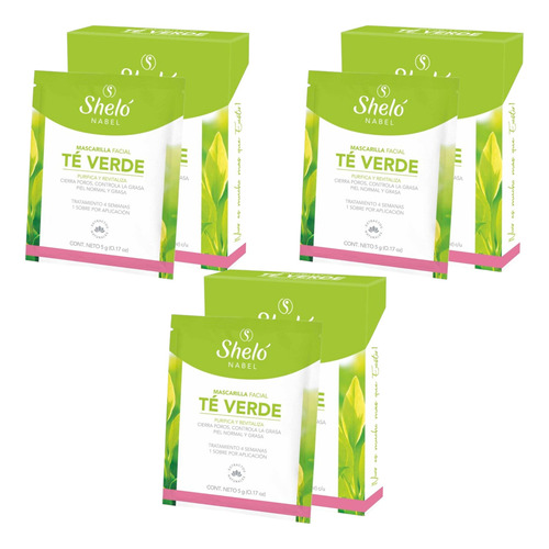 Mascarilla Facial Te Verde Shelo Nabel® 4 Sobres 5grs.c/u 3p