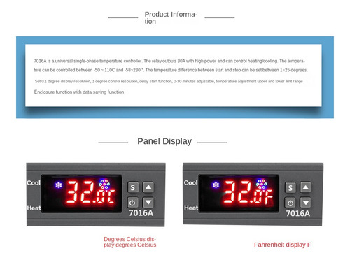 Controlador De Temperatura Digital 7016a 220v 30a Con Alta P