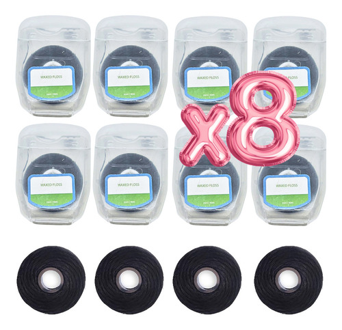 8 Hilo Dental Con Estuche Bamboo Sabor Menta Carbón Activado
