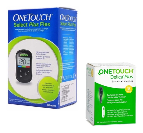  Kit Glucómetro One Touch Select Plus Flex + 110 Lancetas