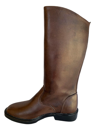 Bota Coturno Hipismo Zíper Couro Legitimo + Capa Celular