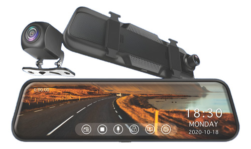 Retrovisor Dvr Com Tela Lcd Touch 9.6 E Câmera Auxiliar