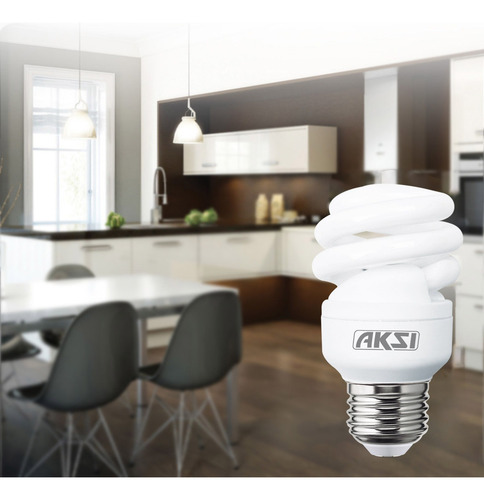 Pack 6 Focos Mini Espiral 9w Aksi Luz Blanca Luz Blanco Frío