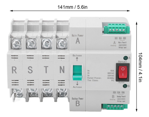 ¡ Interruptor De Transferencia Automática Dual Power 4p Din