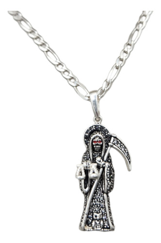 Cadena Con Dije Santa Muerte Plata Ley 925