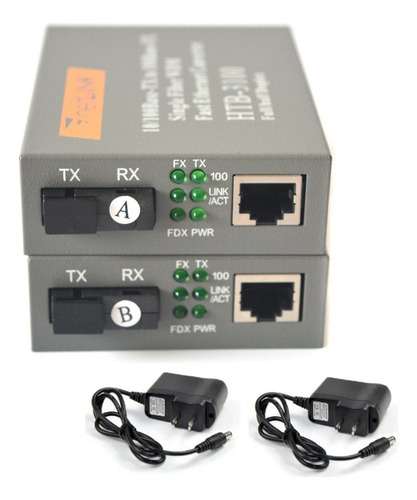 Conversor De Mídia De Fibra A/b Htb-3100a/b 25km De 1 Par