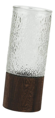 Jarrón De Vidrio Con Base De Madera Elegante Jarrón