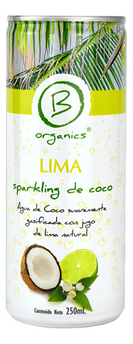 6 Pack Agua De Coco Con Gas 250ml Lima, Pomelo Y Arándanos