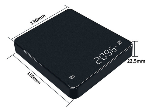 Báscula Café Digital Con Temporizador Pantalla Led, Batería