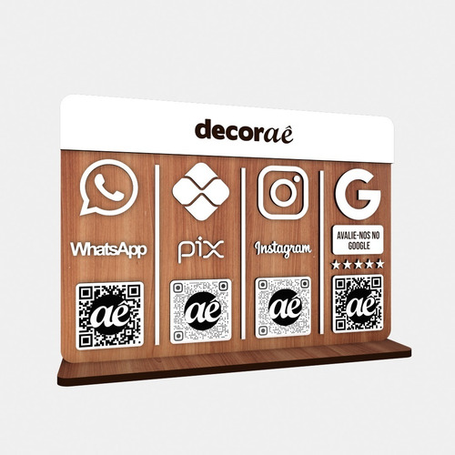 Imagem 4 de 5 de Placa Pix Whatsapp Instagram Google Qr Code Decoração Loja