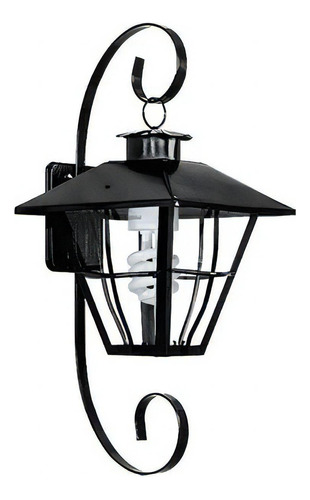 Farol Colonial De Pared Con Mensula 57cm Apto Exterior Color Negro