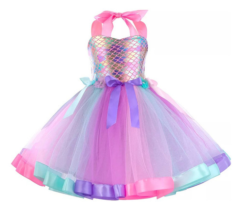 Vestido Tutú Princesa Ariel Sirenita Con Diadema 2023