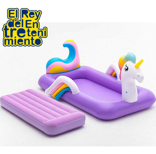 Imagen 2 de 7 de Colchón Inflable Bestway 1p Unicornio Niños P/camping El Rey