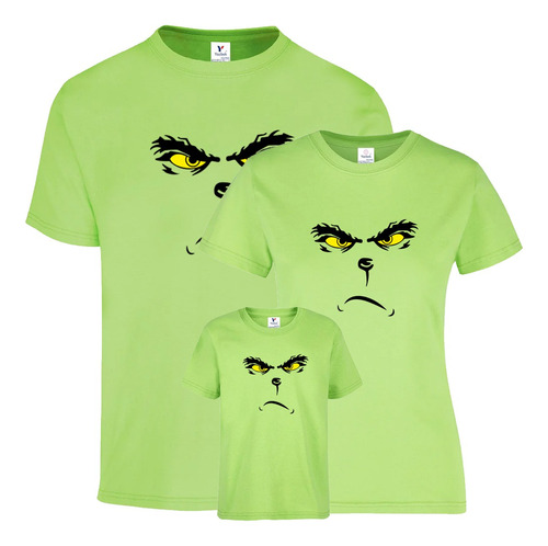 Playeras Para Familia Navideña 4 Pzas Familia Grinch Furioso