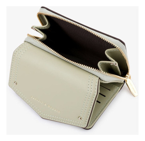 Cartera Corta Con Cremallera De Cuero Pu De Moda Para Mujer
