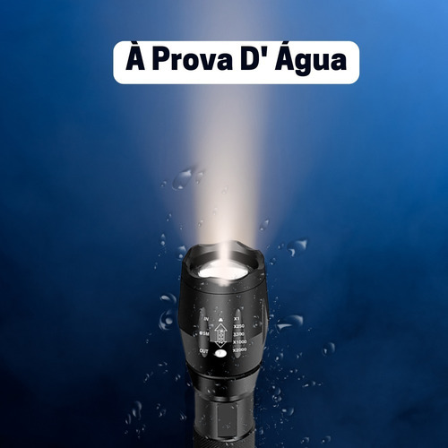 Lanterna De Led Tática Profissional X900 Com Sinalizador Lanterna Preta Luz Branco