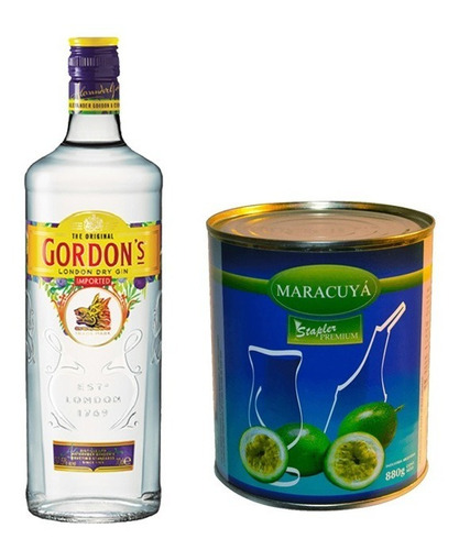 Gin Gordons 700ml London Dry + Pulpa Maracuya Stapler 880g