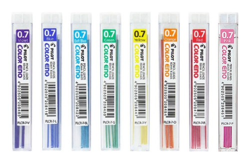 Pack X 8 Minas De Color Pilot Eno 07mm Para Lapiz Mecanico