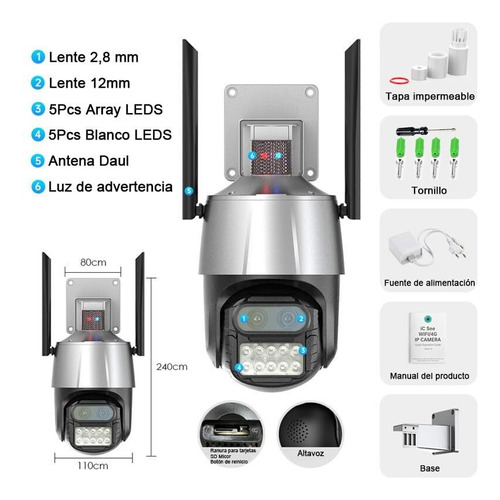 Cámara Ip Seguridad Wifi Doble Lente 4k De 8 Mp Y Zoom De 8x