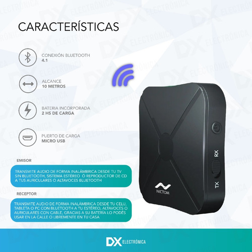 Transmisor Bluetooth Emiso Receptor Audio Bluetooth Aux Usb