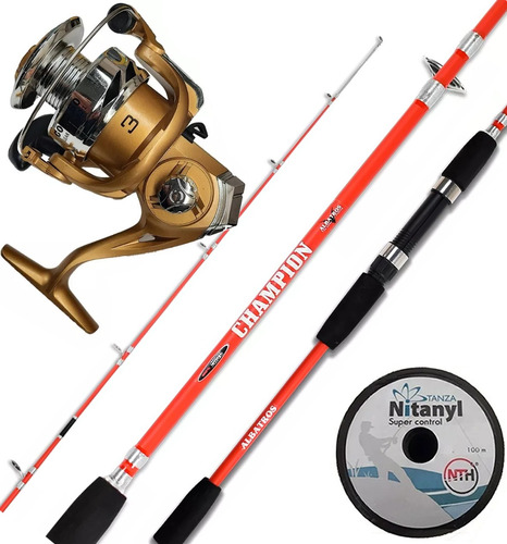 Combo Pesca Variada Caña 1.80 2tram + Reel Albatros 3r Tanza