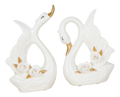 2 Piezas Pareja Estatuas De Cisne Escultura Animal