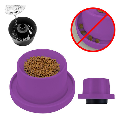 Comedouro Gatos Pote De Ração Higiênico Elevado Antiformiga Cor Roxo