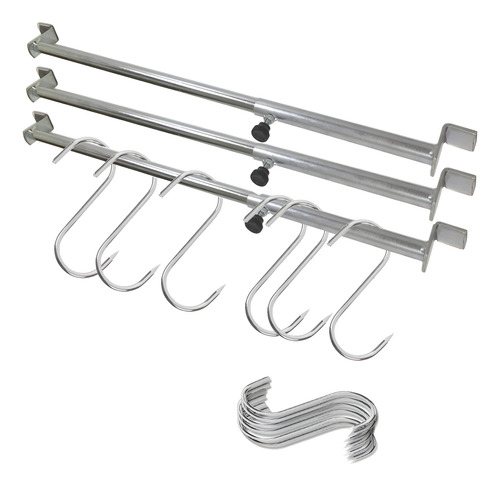Suporte Tendal Freezer 3pçs E 12 Ganchos S1c Estanhado