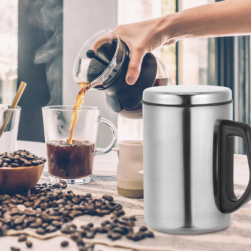 Taza De Café Aislante De Acero Inoxidable Con Asa Reutilizab