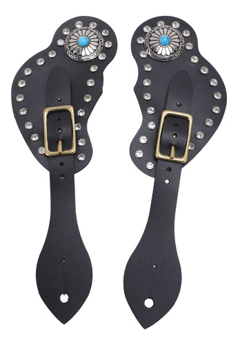 Juego De Correas Con Forma De Espolón Negro, 2 Piezas, Piel