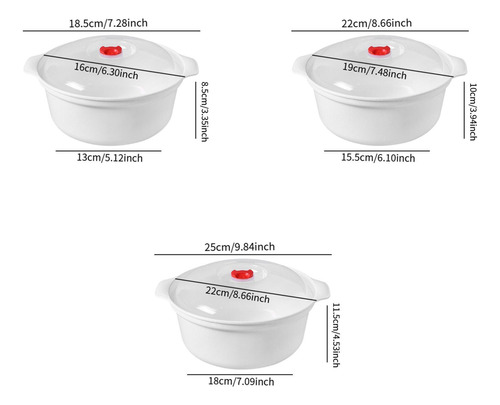 3x Cuencos Para Microondas Con Tapas Utensilios De Cocina
