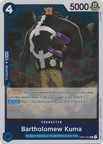 One Piece Tcg Carta Bartholomew Kuma - Op01-074 - Rara