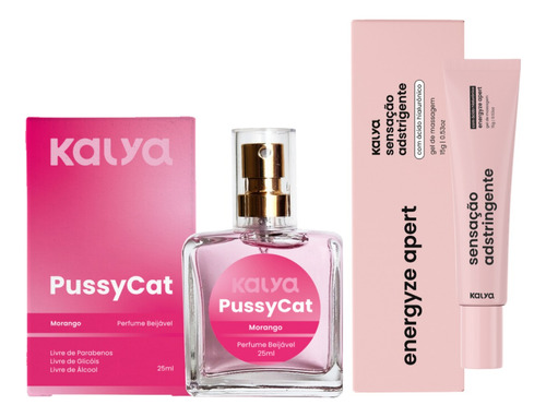 Kit Perfume Beijável Feminino Pussycat E Gel Adstringente Com Ácido Hialurônico Energyze Apert - Kalya