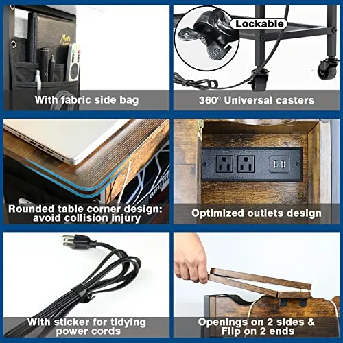 Delgada Mesa Auxiliar Puertos Usb Y Enchufes, Mesa De E...