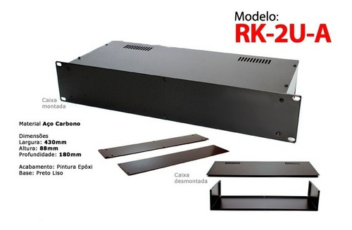 Imagem 1 de 3 de Gabinete 2u Caixa Metálica P/ Montagem Rack 19 430x80x180mm