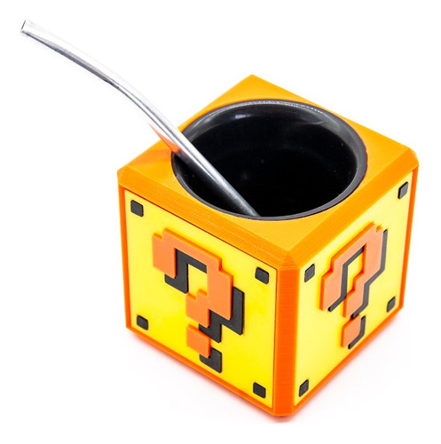 Mate Impreso En 3d Bloque Super Mario Excelente