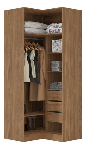 Armario modular de esquina Ireland Demartez con 2 puertas, color Amendola/blanco