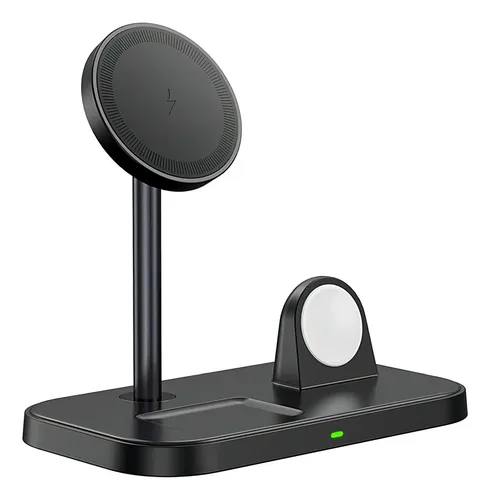 Mr. Gadgets Soporte base de Carga Inalámbrica 3 en 1 compatible con MagSafe para iPhone Apple Watch AirPods color Negro