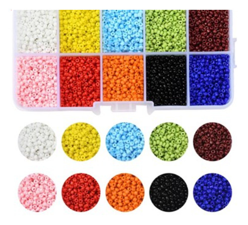 Mostacillas 2mm Diy Orificio De 1mm Set X8000 De 10 Colores