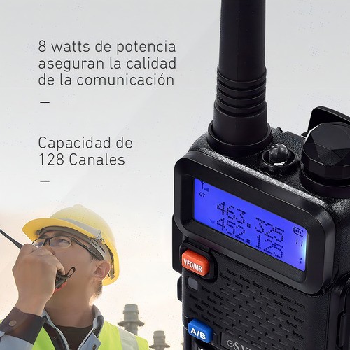 Handy Baofeng Uv5r 8w Bibanda Radio Walkie Talkie Vhf Uhf Auricular Manos Libres Color Negro Tipo De Frecuencia Uhf/vhf