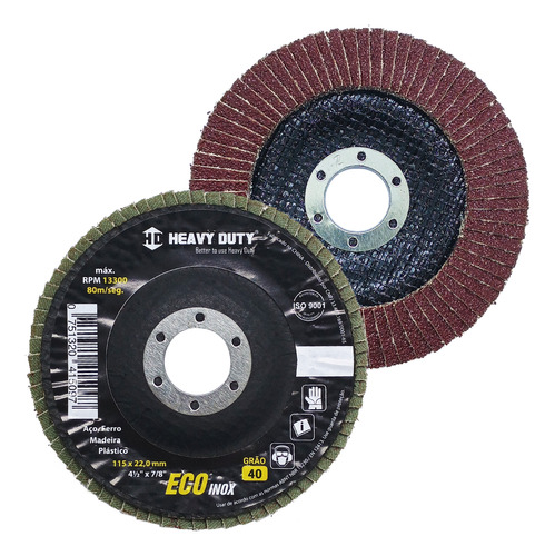Kit 20 Disco Flap Fibra Cônico Grão 40/80 115mm X 22mm