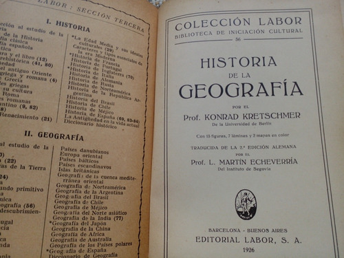Historia De La Geografía Konrad Kretschmer Antiguo 1926 E (Usado)