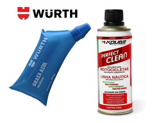 Graxa Azul Wurth Multiuso 80g + Perfect Clean Moto